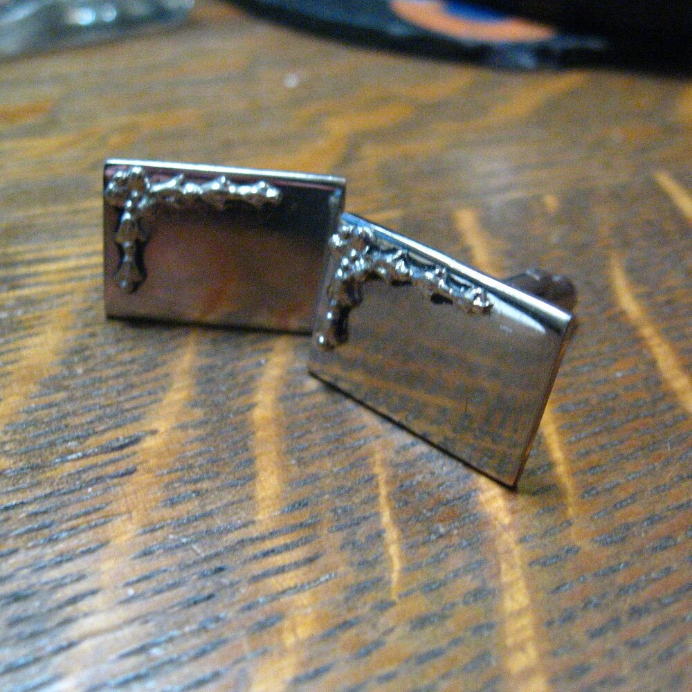 Mid Century 1960's Vintage Silver Cuff Links